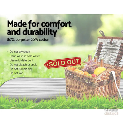 Alfresco 4 Person Picnic Basket Set Storage Blanket - Outdoor Recreation > Picnic > Picnic Baskets