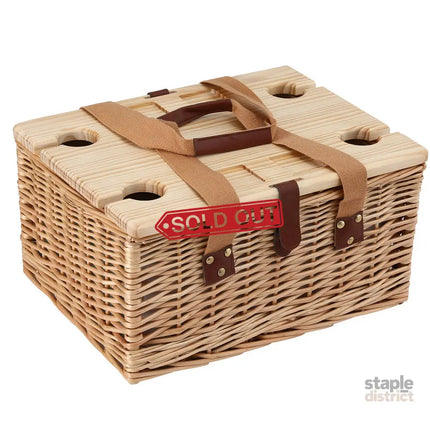 Alfresco 4 Person Picnic Basket Set with Table Blanket Cooler Wooden Insulated - Outdoor Recreation > Picnic > Picnic