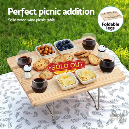 Alfresco 4 Person Picnic Basket Set with Table Blanket Cooler Wooden Insulated - Outdoor Recreation > Picnic > Picnic