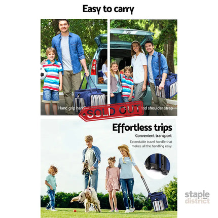 Alfresco 6 Person Picnic Basket Set Bag Wheels Insulated Trolley - Outdoor Recreation > Picnic > Picnic Baskets