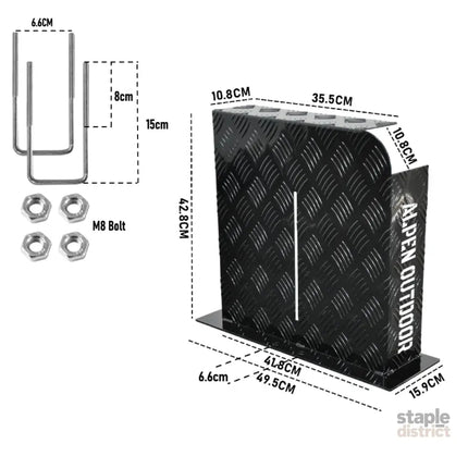 Alpen Outdoor Fuel Tank Cover Right Side Base Mount 2mm Thickness Aluminium Diesel Heater for 10L 15L Fuel Tank Black