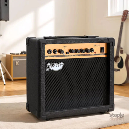 Alpha 20W Guitar Amplifier Portable Practice Amp Overdrive 3-Band EQ Black - Audio & Video > Musical Instrument &