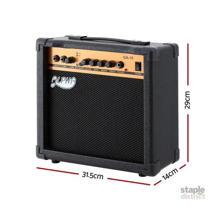 Alpha 20W Guitar Amplifier Portable Practice Amp Overdrive 3-Band EQ Black - Audio & Video > Musical Instrument &