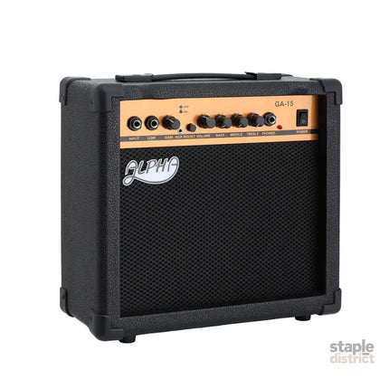 Alpha 20W Guitar Amplifier Portable Practice Amp Overdrive 3-Band EQ Black - Audio & Video > Musical Instrument &