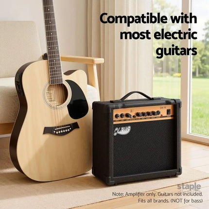 Alpha 20W Guitar Amplifier Portable Practice Amp Overdrive 3-Band EQ Black - Audio & Video > Musical Instrument &