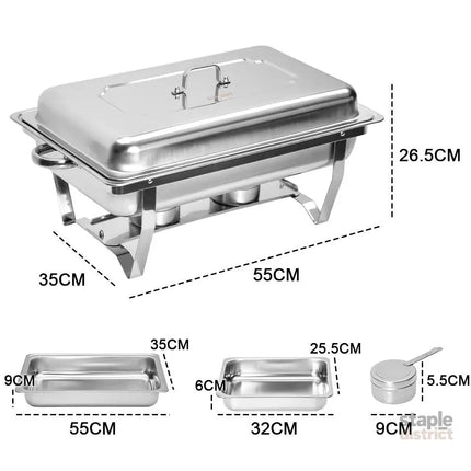 Alston 4.5LX2 Chafing Dish Set Premium 410 Stainless Steel Buffet Warmer Bain Marie Food Server with Fuel Holders & Lid