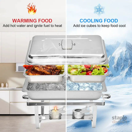 Alston 4.5LX2 Chafing Dish Set Premium 410 Stainless Steel Buffet Warmer Bain Marie Food Server with Fuel Holders & Lid
