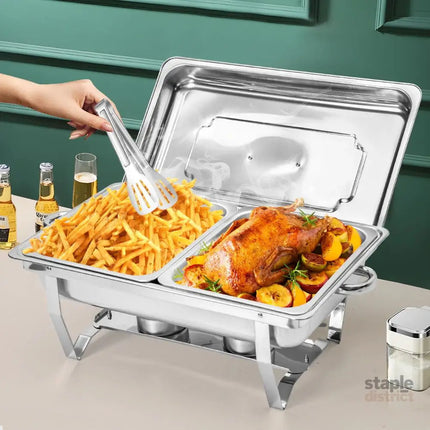 Alston 4.5LX2 Chafing Dish Set Premium 410 Stainless Steel Buffet Warmer Bain Marie Food Server with Fuel Holders & Lid