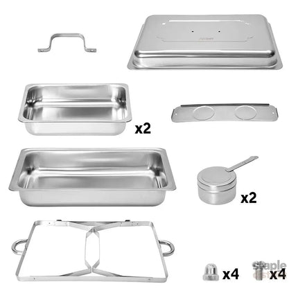 Alston 4.5LX2 Chafing Dish Set Premium 410 Stainless Steel Buffet Warmer Bain Marie Food Server with Fuel Holders & Lid
