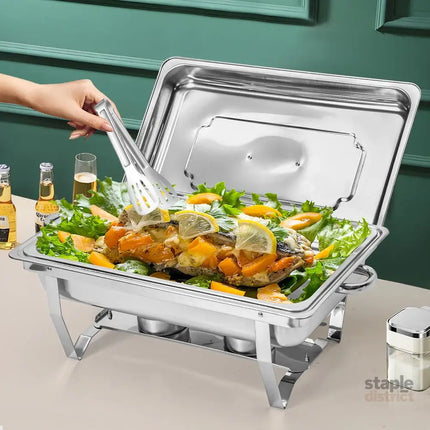 Alston 9L Chafing Dish Set Premium 410 Stainless Steel Buffet Warmer Bain Marie Food Server with Fuel Holders & Lid