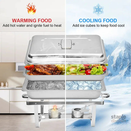 Alston 9L Chafing Dish Set Premium 410 Stainless Steel Buffet Warmer Bain Marie Food Server with Fuel Holders & Lid
