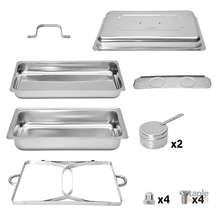 Alston 9L Chafing Dish Set Premium 410 Stainless Steel Buffet Warmer Bain Marie Food Server with Fuel Holders & Lid