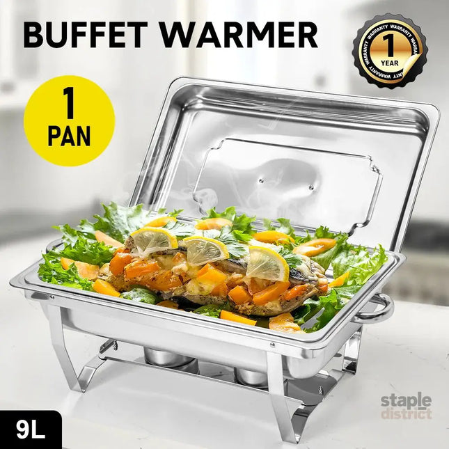 Alston 9L Chafing Dish Set Premium 410 Stainless Steel Buffet Warmer Bain Marie Food Server with Fuel Holders & Lid