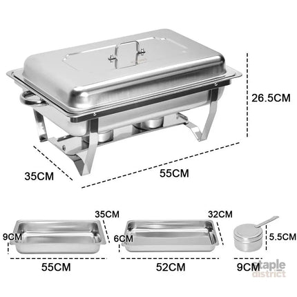 Alston 9L Chafing Dish Set Premium 410 Stainless Steel Buffet Warmer Bain Marie Food Server with Fuel Holders & Lid