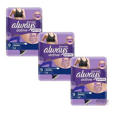 Always Discreet 5 in 1 Pants Medium 10-16 70-100cm 9 Pack x3-2050056844654809088