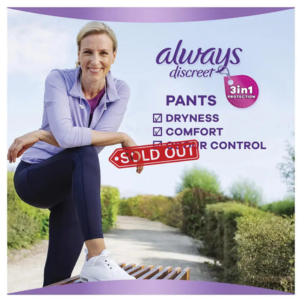 Always Discreet Night Pants Large 16-22 95-125cm 70-100cm 8 Pack x3-2050056843618816003