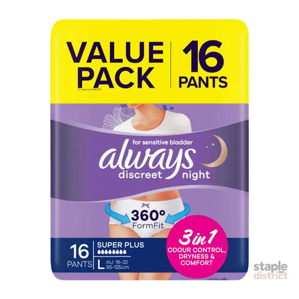 Always Discreet Underwear Night Pants Large 16pk-2006732772101722113
