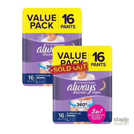 Always Discreet Underwear Night Pants Large 16pk x2-2006732772256911360