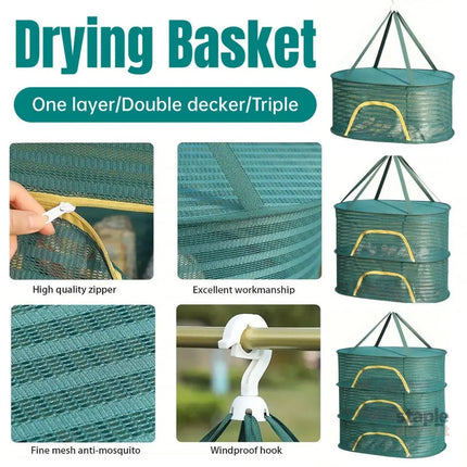 Anti Mosquito Fully Enclosed Drying Net Basket for Fish Vegetables Fruit Herbs - Double layer - Appliances > Kitchen