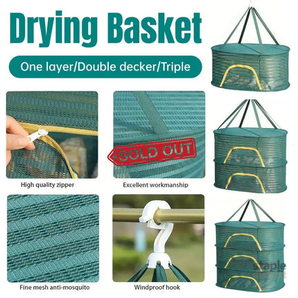 Anti Mosquito Fully Enclosed Drying Net Basket for Fish Vegetables Fruit Herbs - Double layer - Appliances > Kitchen