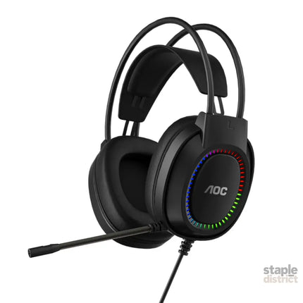 AOC ACG2500BK Wired RGB USB Gaming Stereo Headset 2M Cable Black - Electronics > Headphones and Earphones > Over Ear