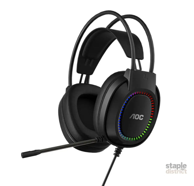 AOC ACG2500BK Wired RGB USB Gaming Stereo Headset 2M Cable Black - Electronics > Headphones and Earphones > Over Ear