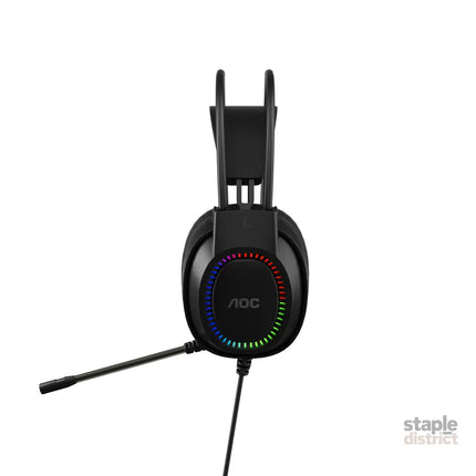 AOC ACG2500BK Wired RGB USB Gaming Stereo Headset 2M Cable Black - Electronics > Headphones and Earphones > Over Ear