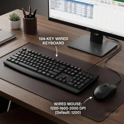 AOC KM170B/97 Wired Home & Office Keyboard + Mouse Combo 1.5M cables Black - Electronics > Computer Accessories >