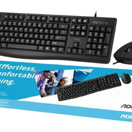 AOC KM170B/97 Wired Home & Office Keyboard + Mouse Combo 1.5M cables Black - Electronics > Computer Accessories >