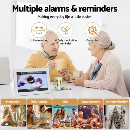 Artiss 10’’ Digital Day Clock Alarm Calendar Dementia Date Week Desk Clocks White - Home & Garden > Decor > Clocks
