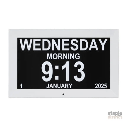 Artiss 10’’ Digital Day Clock Alarm Calendar Dementia Date Week Desk Clocks White - Home & Garden > Decor > Clocks