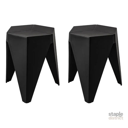 Artiss 2x Bar Stools Puzzle Plastic Foot Stool Black - Furniture > Bar Stools & Chairs > Table & Bar Stools