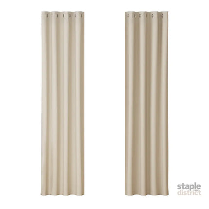 Artiss 2X Blockout Curtains Eyelet 140x230cm Beige - Home & Garden > Curtains > Curtains & Drapes