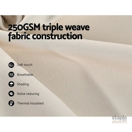 Artiss 2X Blockout Curtains Eyelet 140x230cm Beige - Home & Garden > Curtains > Curtains & Drapes