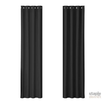 Artiss 2X Blockout Curtains Eyelet 140x230cm Black - Home & Garden > Curtains > Curtains & Drapes