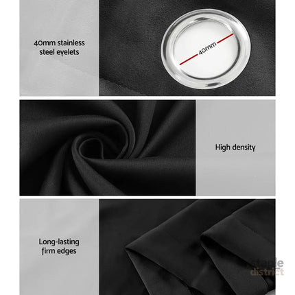 Artiss 2X Blockout Curtains Eyelet 140x230cm Black - Home & Garden > Curtains > Curtains & Drapes