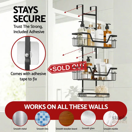 Artiss 3 Tier Over The Door Shower Caddy Hanging Bathroom Storage Organizer - Furniture > Bathroom > Bathroom Cabinets