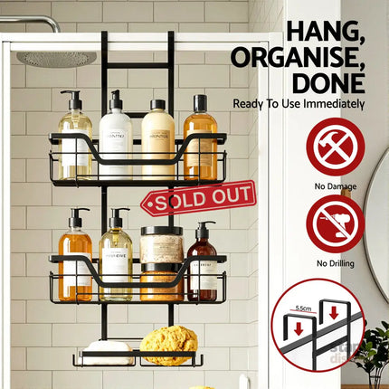 Artiss 3 Tier Over The Door Shower Caddy Hanging Bathroom Storage Organizer - Furniture > Bathroom > Bathroom Cabinets