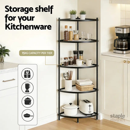 Artiss 5-Tier Kitchen Corner Shelf Rack Stand Microwave Metal Storage Shelves - Appliances > Kitchen Appliances >