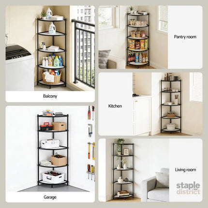 Artiss 5-Tier Kitchen Corner Shelf Rack Stand Microwave Metal Storage Shelves - Appliances > Kitchen Appliances >