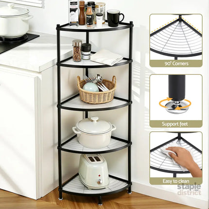Artiss 5-Tier Kitchen Corner Shelf Rack Stand Microwave Metal Storage Shelves - Appliances > Kitchen Appliances >