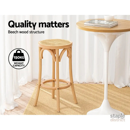 Artiss Bar Stool Rattan Seat Wooden - Furniture > Bar Stools & Chairs > Table & Bar Stools