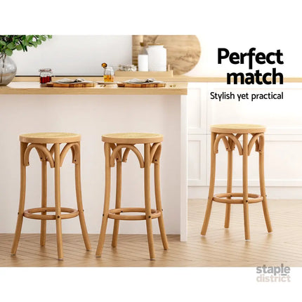 Artiss Bar Stool Rattan Seat Wooden - Furniture > Bar Stools & Chairs > Table & Bar Stools