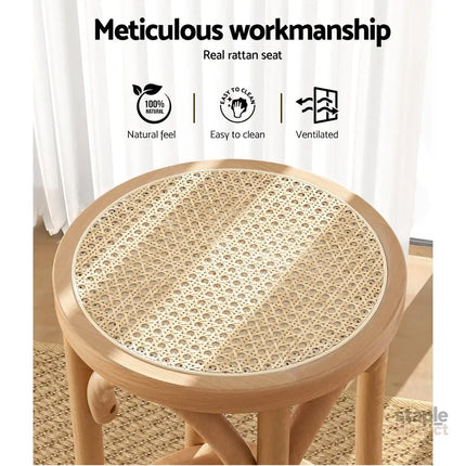 Artiss Bar Stool Rattan Seat Wooden - Furniture > Bar Stools & Chairs > Table & Bar Stools