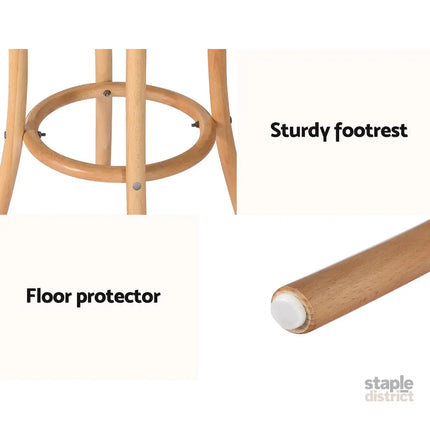 Artiss Bar Stool Rattan Seat Wooden - Furniture > Bar Stools & Chairs > Table & Bar Stools