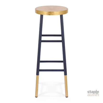 Artiss Bar Stools Metal Gold Navy - Furniture > Bar Stools & Chairs > Table & Bar Stools