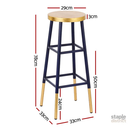 Artiss Bar Stools Metal Gold Navy - Furniture > Bar Stools & Chairs > Table & Bar Stools