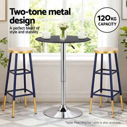 Artiss Bar Stools Metal Gold Navy - Furniture > Bar Stools & Chairs > Table & Bar Stools
