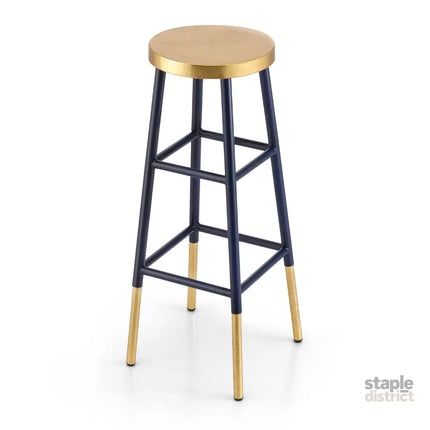 Artiss Bar Stools Metal Gold Navy - Furniture > Bar Stools & Chairs > Table & Bar Stools