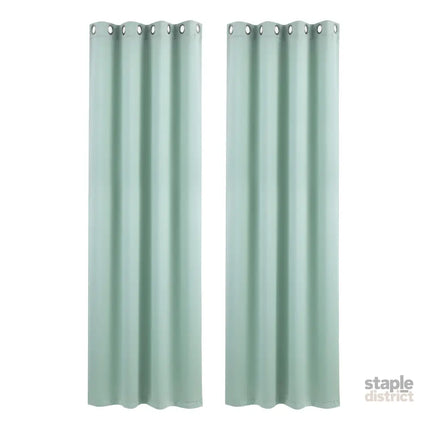 Artiss Blockout Curtains 2X 132x213cm Thermal Insulated Eyelet Drapes Green - Home & Garden > Curtains > Curtains &